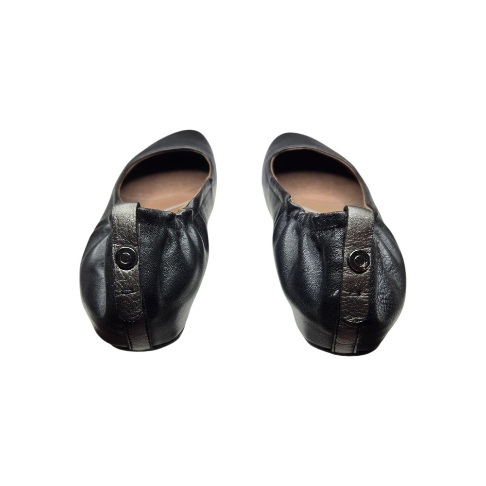 Earthies Tolo Black Leather Ballet Flats Size 7.5 Ruched Comfort Shoes Slip On - Picture 7 of 15